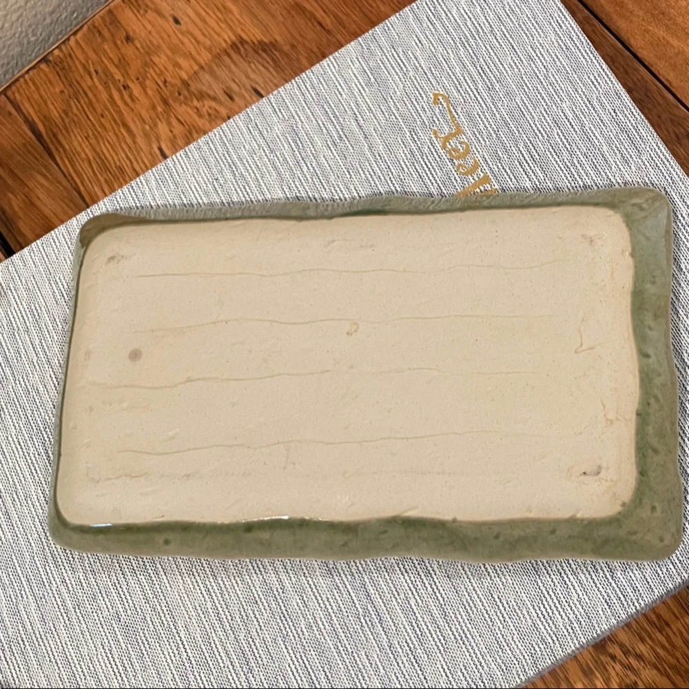 Vintage Studio Pottery Green Rectangular Sushi Plate – Stoneware